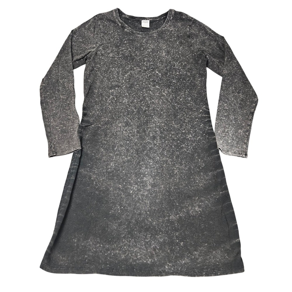 Victoria Secret Pink Acid Wash‎ Long Sleeve Tshirt Dress XL Black Grunge